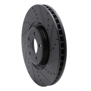 Audi A8 Brake Rotor (1) - Front Right - R1 Concepts - Drilled & Slotted - Black - `12-`18